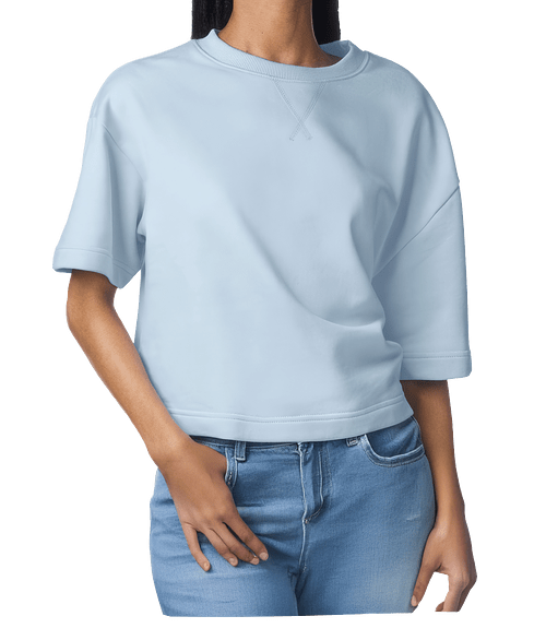 American Apparel Women's Heavyweight French Terry Cropped T-shirt in Powder Blue