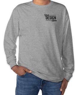 Hanes Authentic Long Sleeve T-shirt - Embroidered - Color: Light Steel