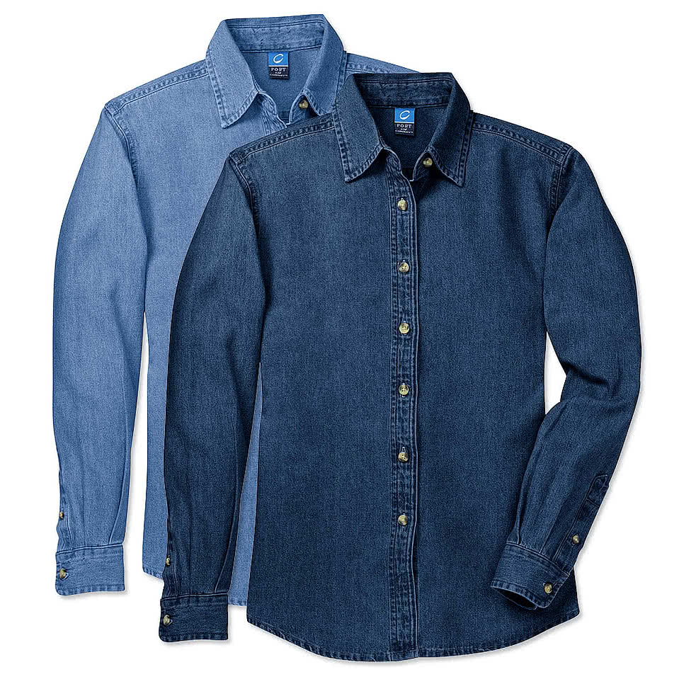 Port & Company Women's Denim Shirt - Printed