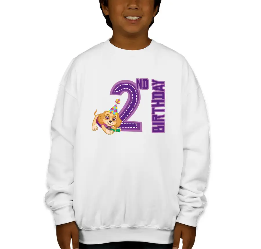 Paw Patrol - Birthday Skye - 2nd Birthday - Gildan Youth Midweight 50/50 Crewneck Sweatshirt