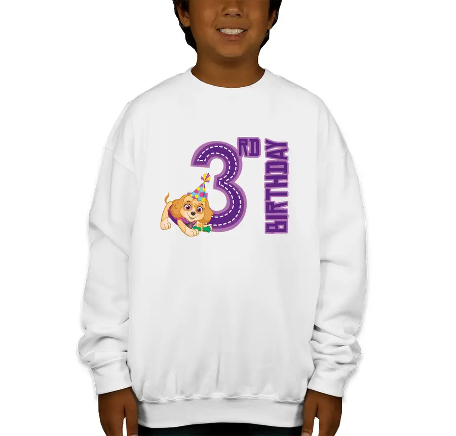 Paw Patrol - Birthday Skye - 3rd Birthday - Gildan Youth Midweight 50/50 Crewneck Sweatshirt