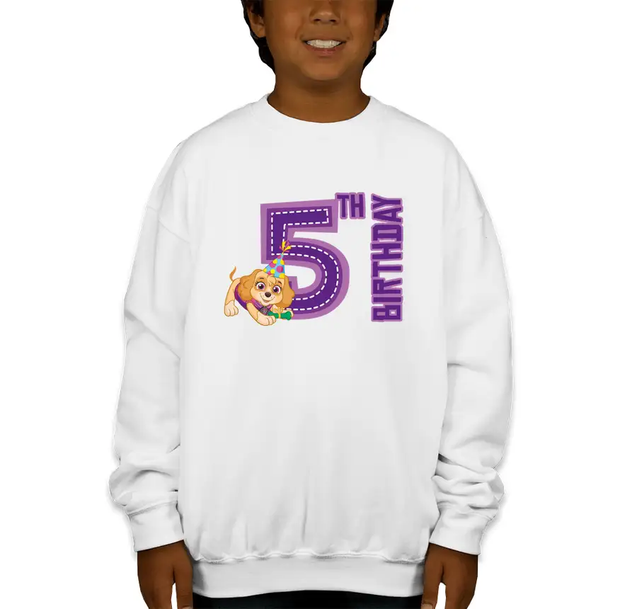 Paw Patrol - Birthday Skye - 5th Birthday - Gildan Youth Midweight 50/50 Crewneck Sweatshirt