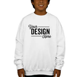 Gildan Youth Midweight 50/50 Crewneck Sweatshirt - Color: White