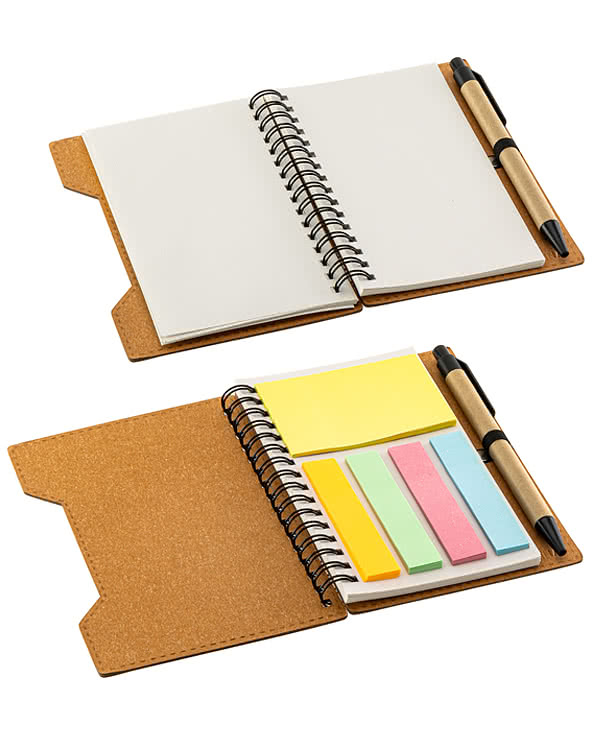 Agenda Recycled Spiral Notebook with Sticky Notes & Pen