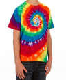 Dyenomite Youth 100% Cotton Rainbow Tie-Dye T-shirt