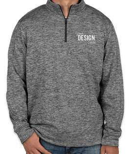 Sport-Tek Electric Heather Performance Quarter Zip Pullover - Color: Black Electric