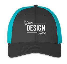 Richardson Stretch Fit Trucker Hat - Color: Charcoal / Neon Blue