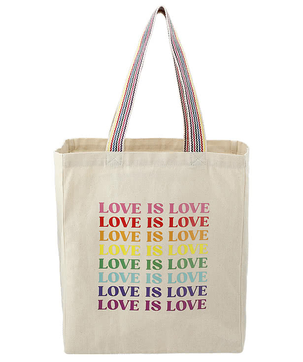 Rainbow Large Recycled Cotton Canvas Grocery Tote Bag