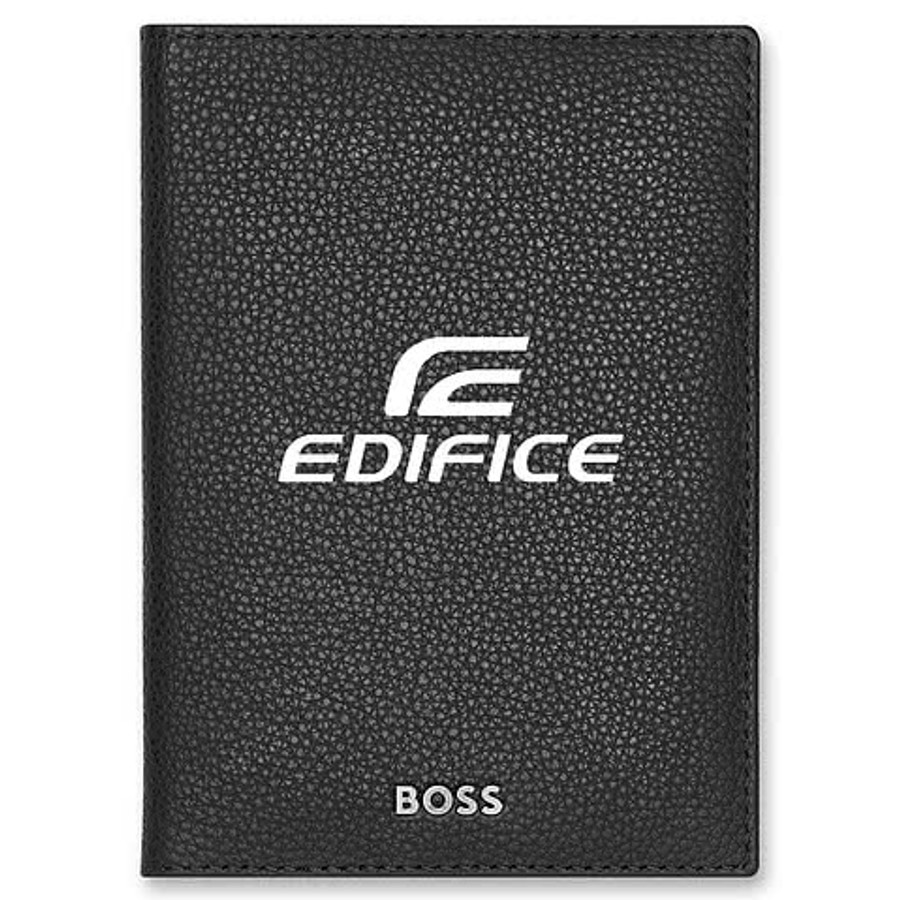 Hugo Boss Classic Grained Passport Holder in Navy Blue