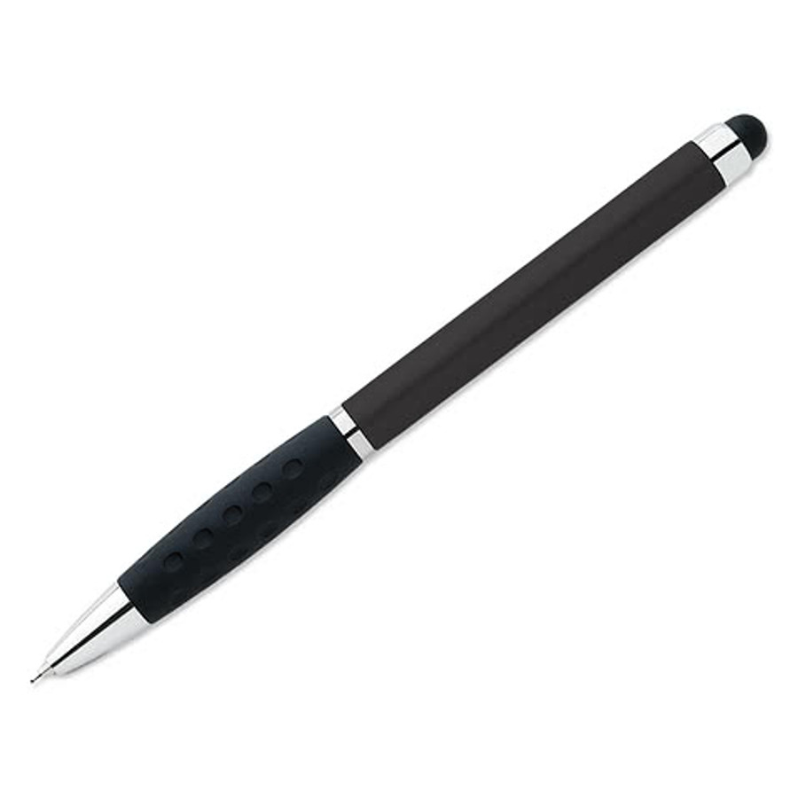 Dimpled Grip Ballpoint Stylus Pen (black ink) in Red