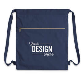 Midweight Pigment Dyed Canvas Drawstring Bag - Color: Washed Navy