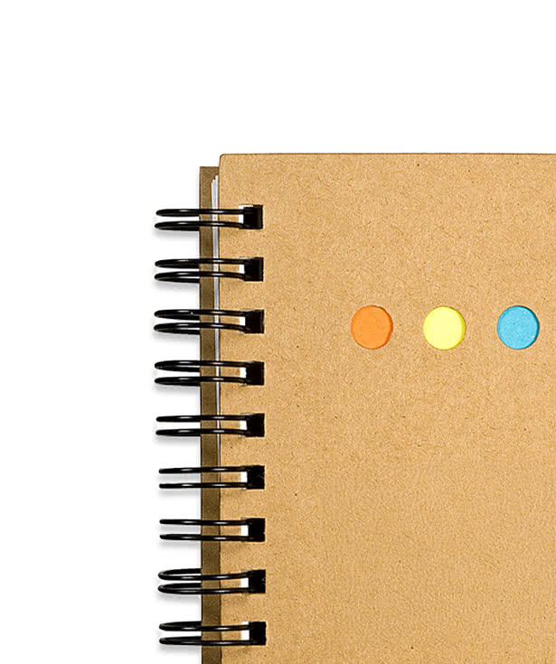 Mini Recycled Spiral Sticky Book with Sticky Notes and Ruler