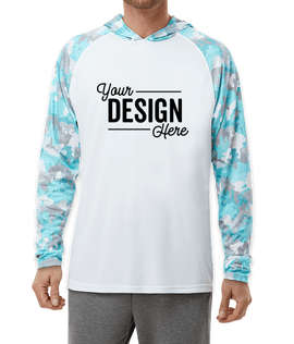 Paragon Tortuga Extreme UPF 50 Hooded Long Sleeve Performance Shirt - Color: White / Aqua Camo