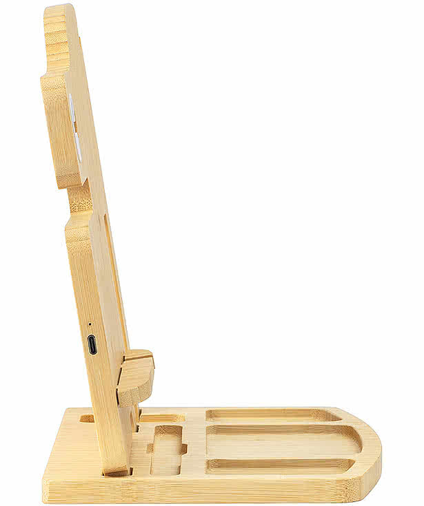 Laser Engraved Portia Bamboo Charging Valet Station