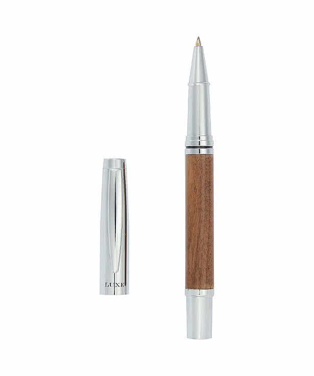 Laser Engraved Luxe Walnut Executive Rollerball Gel Pen (black ink)