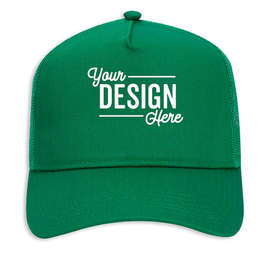 Otto Cap Five-Panel Trucker Hat - Embroidered - Color: Kelly