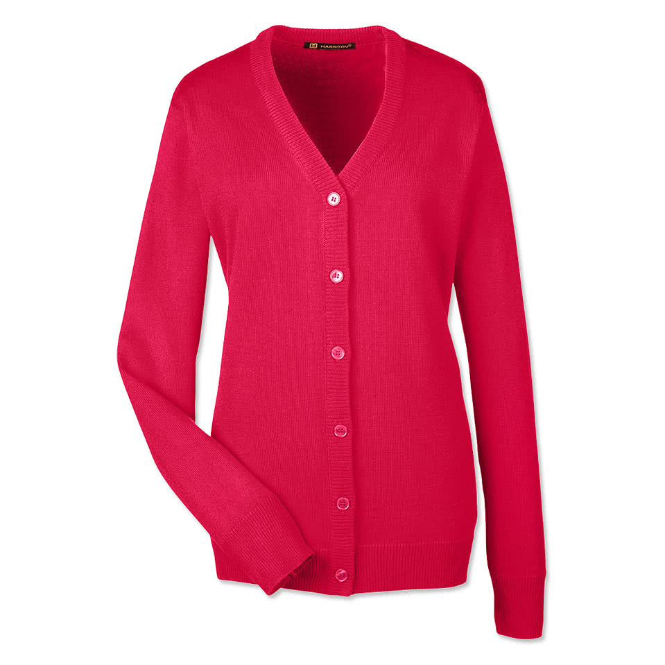 Harriton Women's Pilbloc V-Neck Button-Up Cardigan