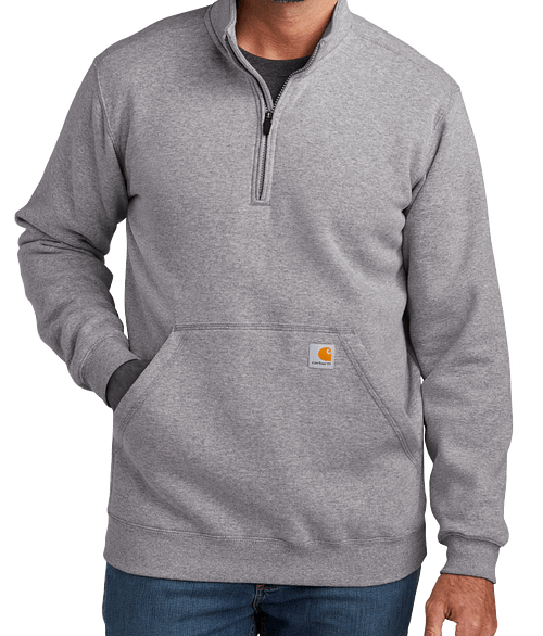 Carhartt Midweight Mock Neck Quarter Zip Sweatshirt in Heather Grey