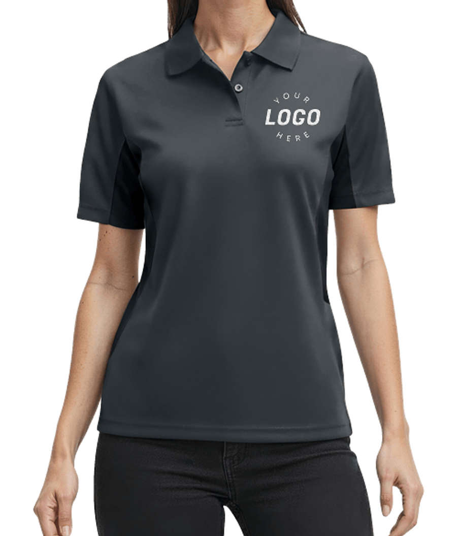 Blue Generation Women's BLU-X-DRI Colorblock Performance Polo - Embroidered in Graphite / Black