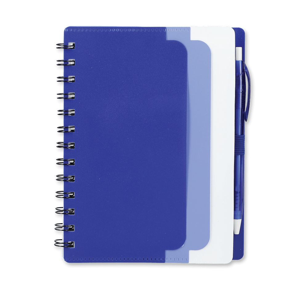 Recycled Soft Cover Dual Pocket Spiral Notebook with Pen-default