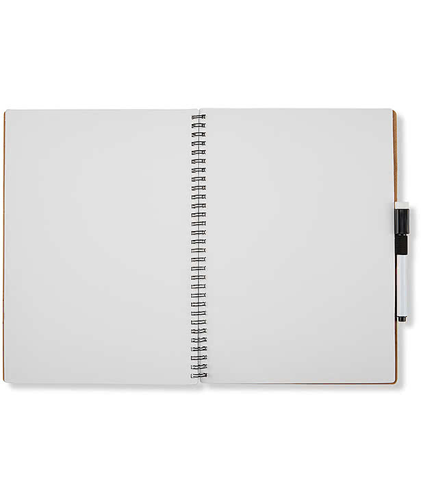 Brainstorm Dry Erase Hard Cover Spiral Notebook with Marker