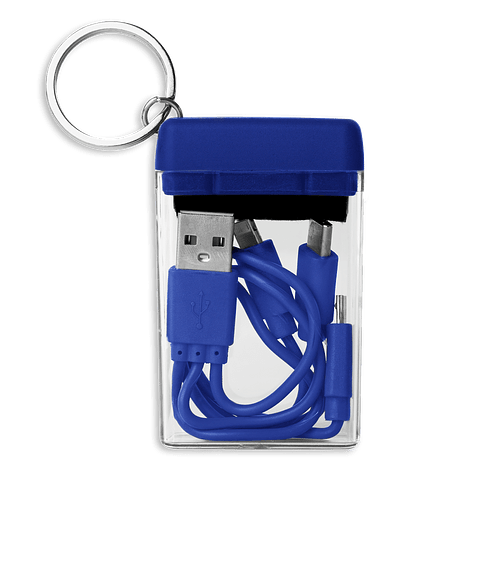Full Color 4-in-1 Charging Cable and Screen Cleaner with Travel Case in Blue