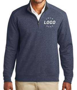 Port Authority Interlock Quarter Zip Pullover - Color: Estate Blue Heather / Charcoal Heather