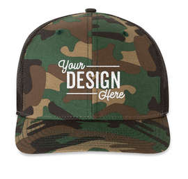 Richardson Patterned Snapback Trucker Hat - Color: Army Camo / Black