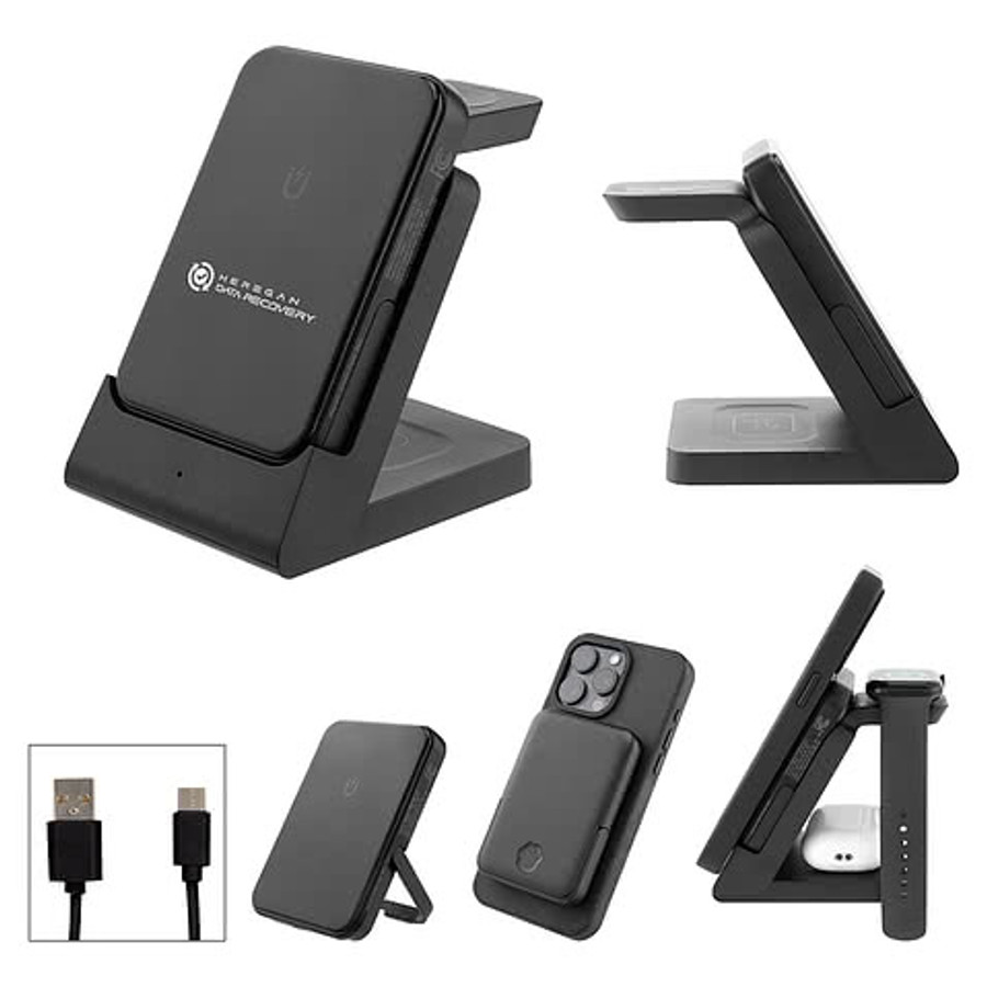 5,000 mAh Magnetic Power Bank & Watch Dock in BLACK