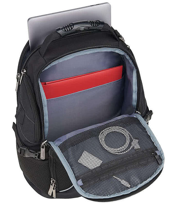 Custom Wenger Pro II 17" Computer Backpack | Black | branded promotional merch with logo for bulk corporate gifts