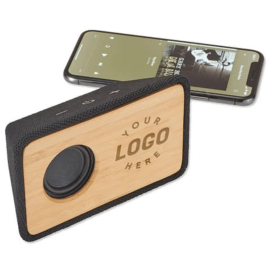 Laser Engraved Boundary Natural Bamboo Portable Bluetooth Speaker in Natural