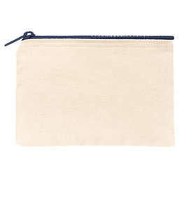 Small Natural Canvas Pouch with Colored Zipper - Color: Natural / Navy