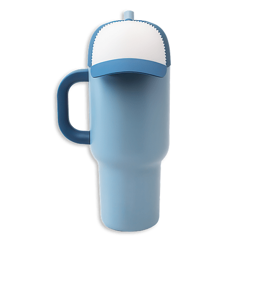 Asobu 30 oz. Happy Hats Stainless Steel Insulated Tumbler with Straw in Blue / Blue Cap