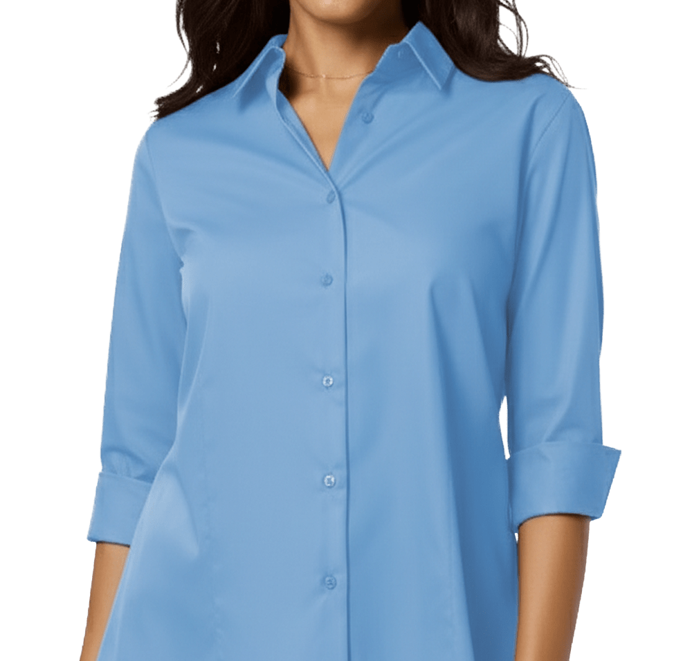 Blue Generation Women’s Studio Poplin 3/4 Sleeve Swing Shirt - Embroidered-default