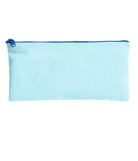 Large Colored Canvas Pouch with Colored Zipper - Color: Easy Breezy/ Blue Bird