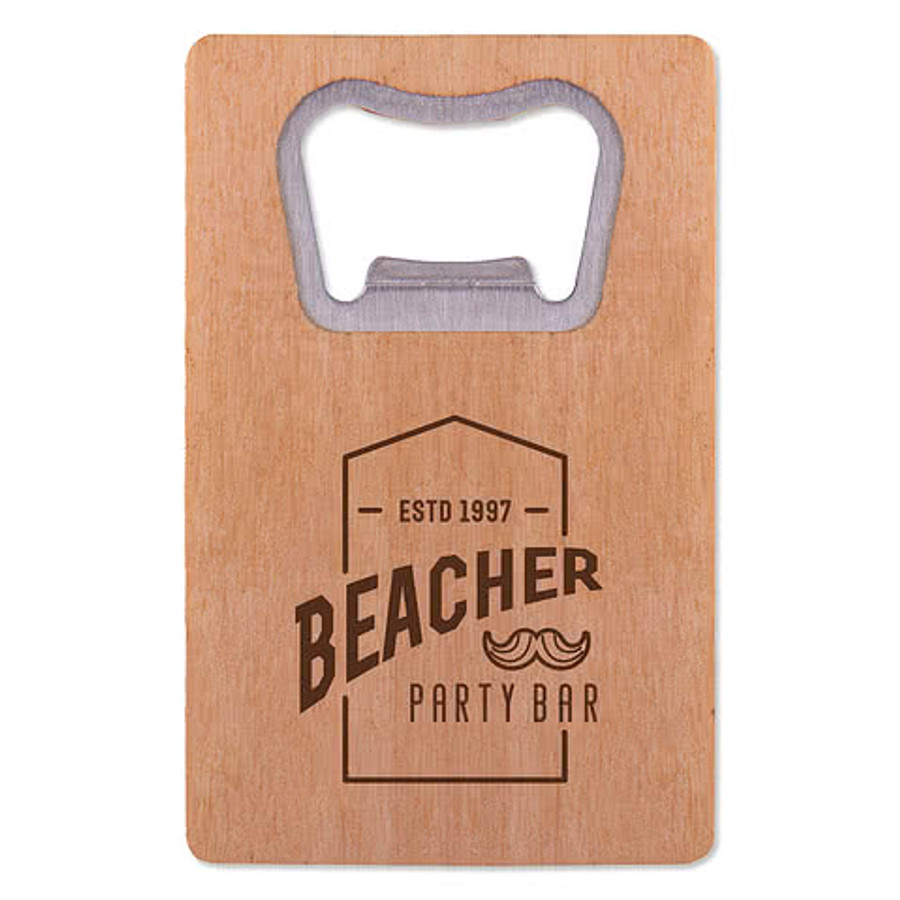 Wood Credit Card Bottle Opener in Natural
