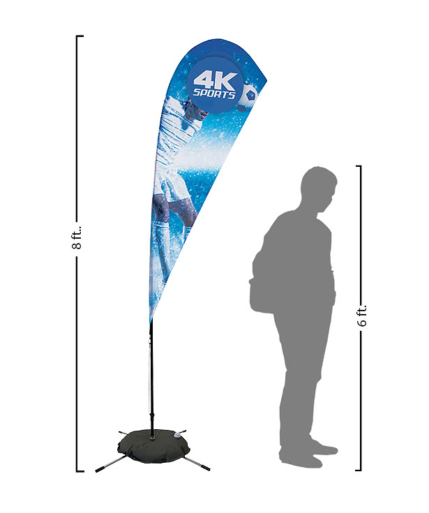 Full Color 8’ Streamline Teardrop Flag with Cross Base