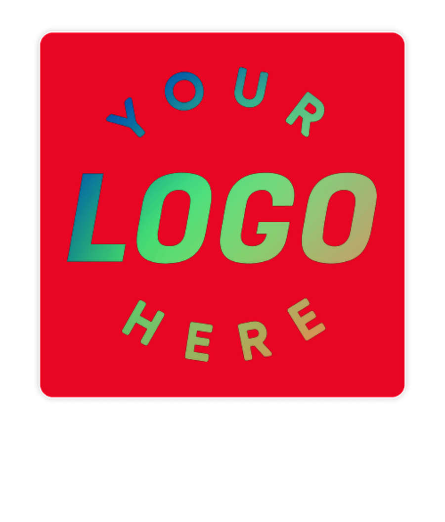 Full Color 3 in. Round Corner Square Sticker in Red