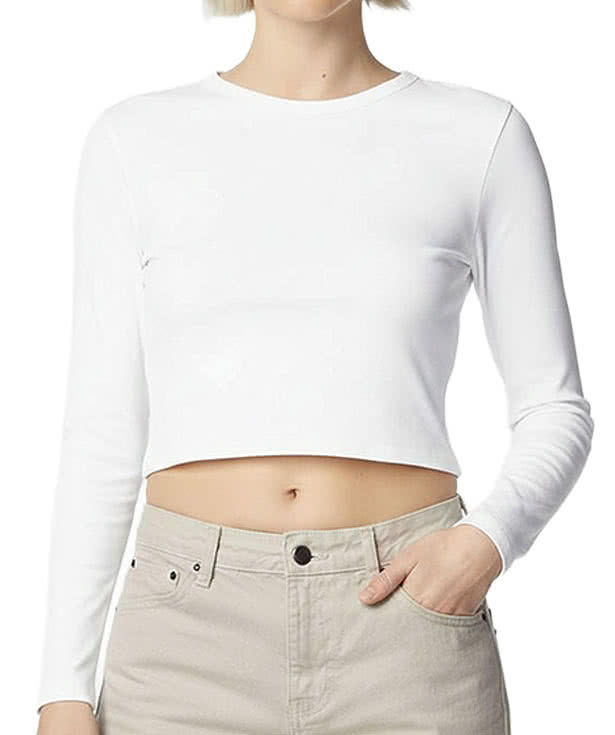 American Apparel Women's Baby Rib Heavyweight Long Sleeve Cropped T-shirt