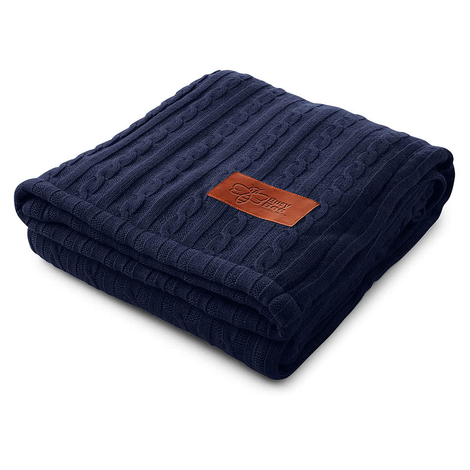 Debossed Leeman Cable Knit Sherpa Throw