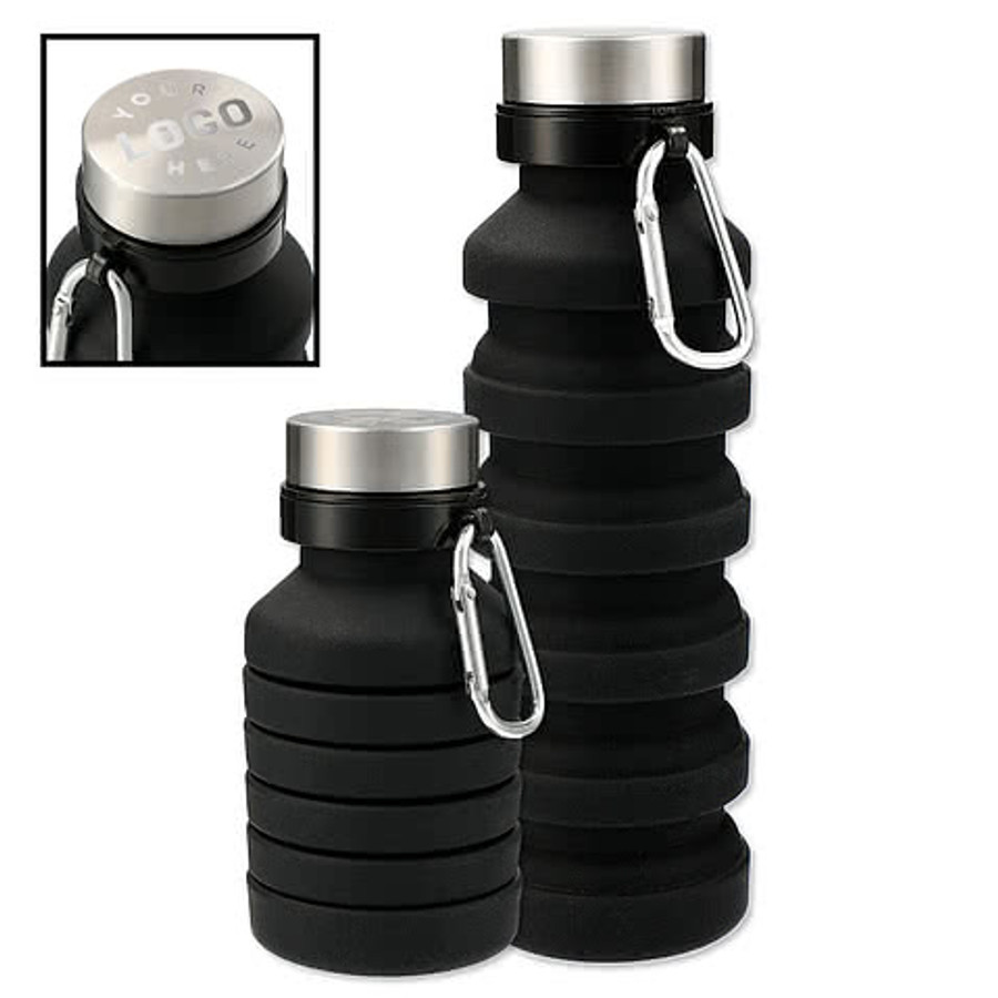 Laser Engraved 18 oz. Zigoo Silicone Collapsible Bottle in Gray