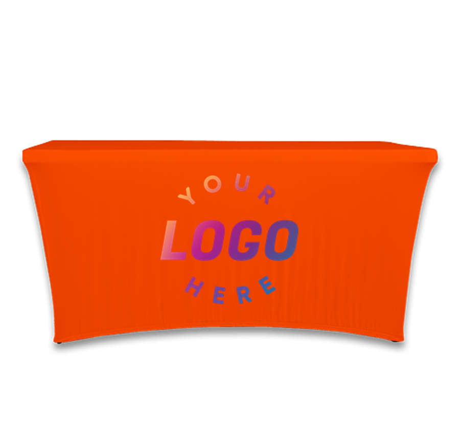 Full Color 6' Ultrafit Classic Stretch Tablecloth in Orange
