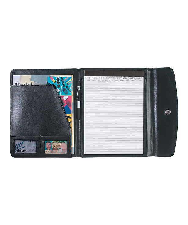 Large Leather Look Padfolio with Snap Closure