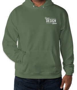 Embroidered Hanes EcoSmart 50/50 Pullover Hoodie - Color: Fatigue Green