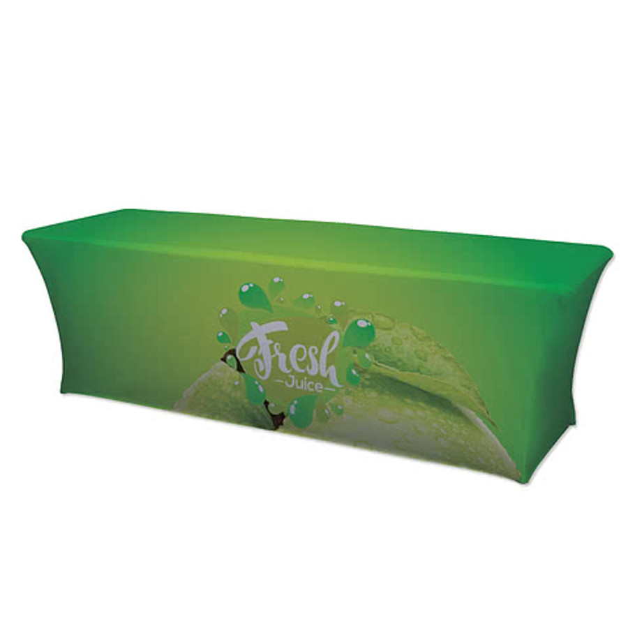 Full Color 8' Ultrafit Curve Open-Back Stretch Tablecloth in Red