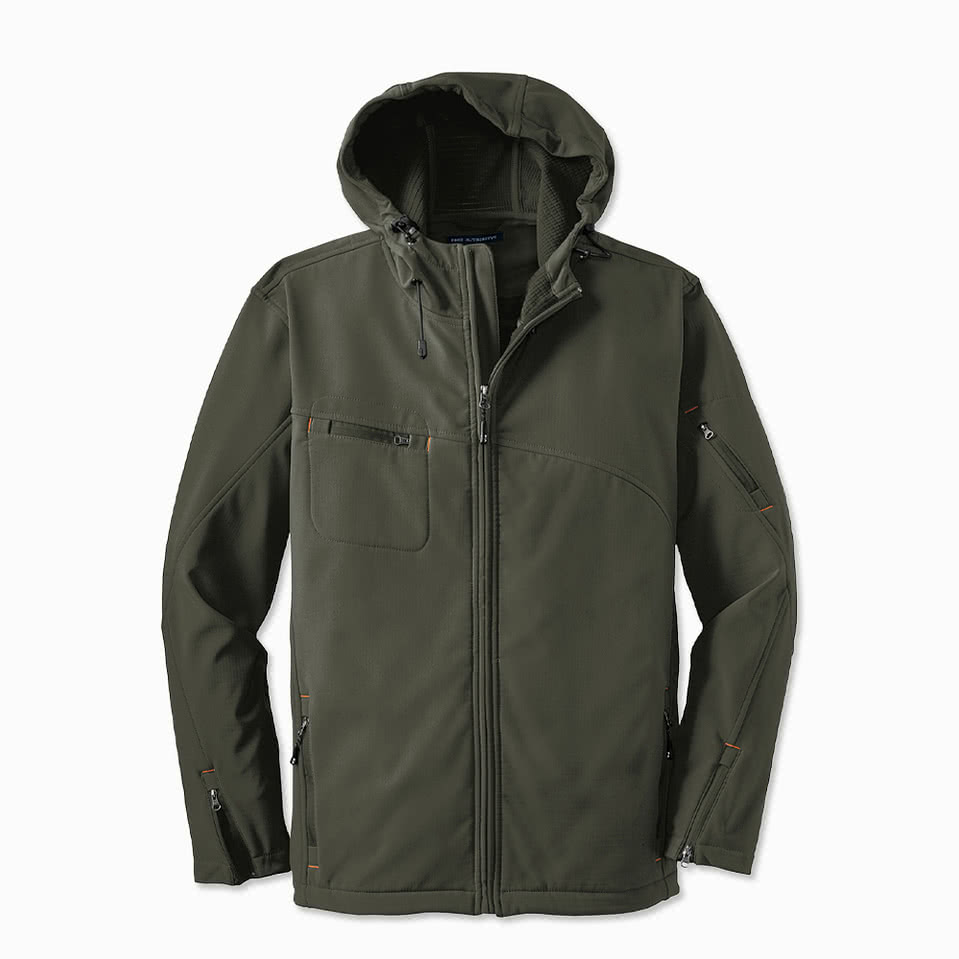 Port Authority Textured Hooded Soft Shell Jacket