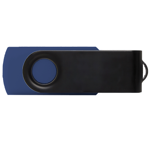 Full Color Black Matte Swivel USB Flash Drive 8GB in Navy Blue