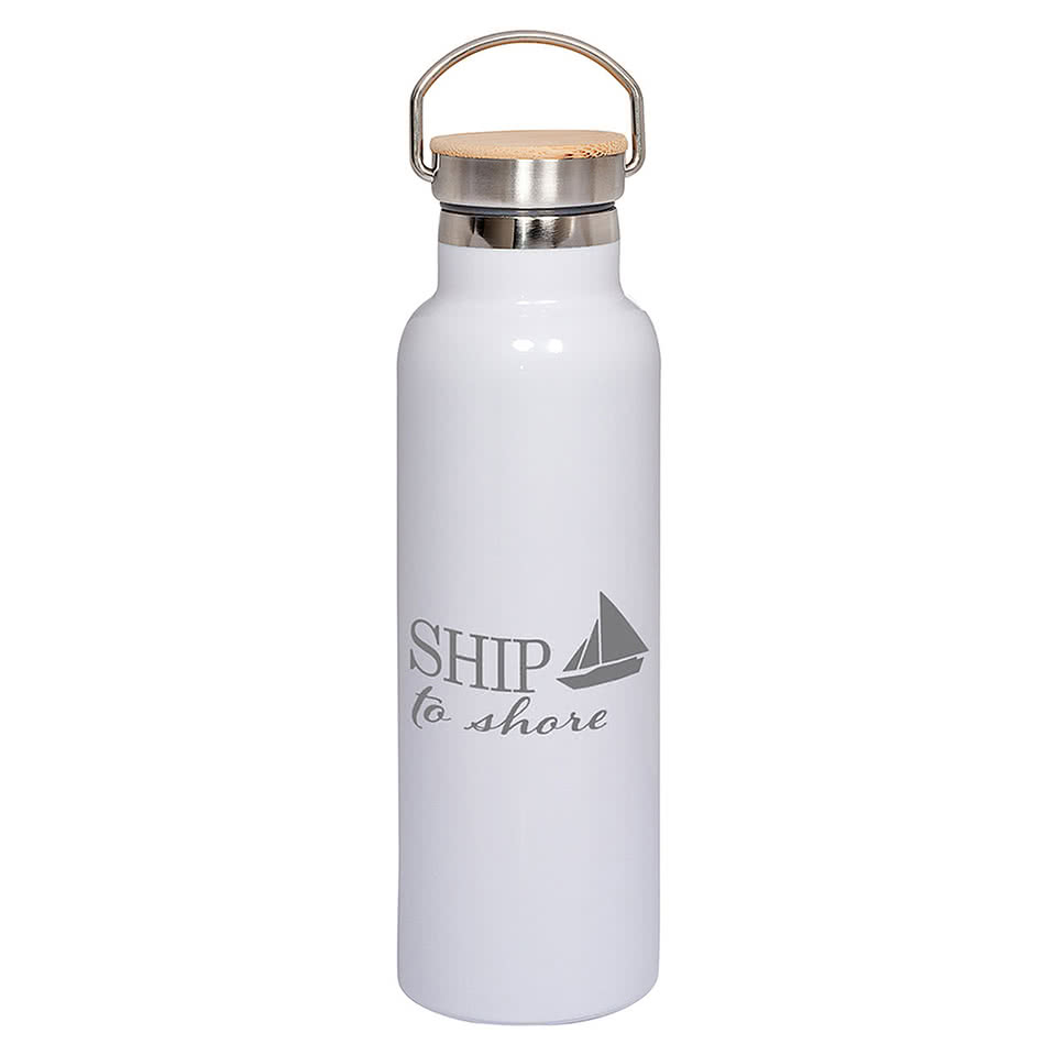 Laser Engraved 20 oz. Insulated Stainless Steel Water Bottle with Bamboo Lid