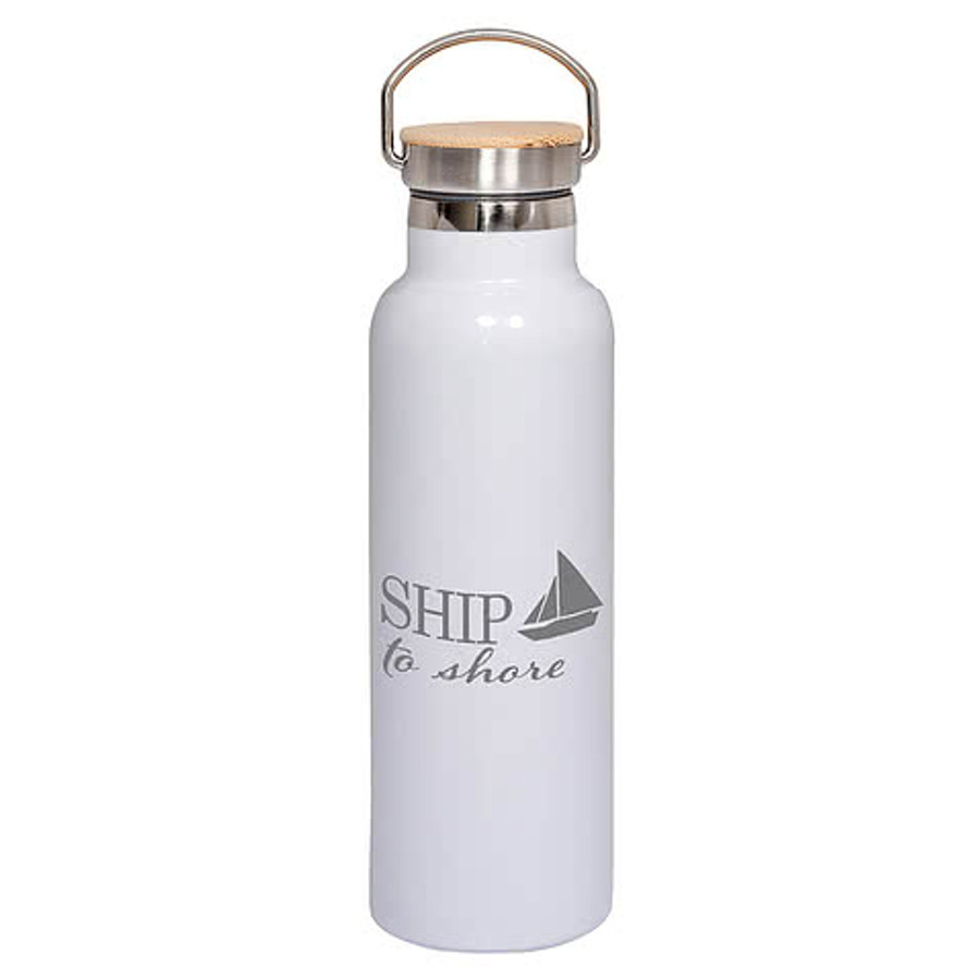 Laser Engraved 20 oz. Insulated Stainless Steel Water Bottle with Bamboo Lid