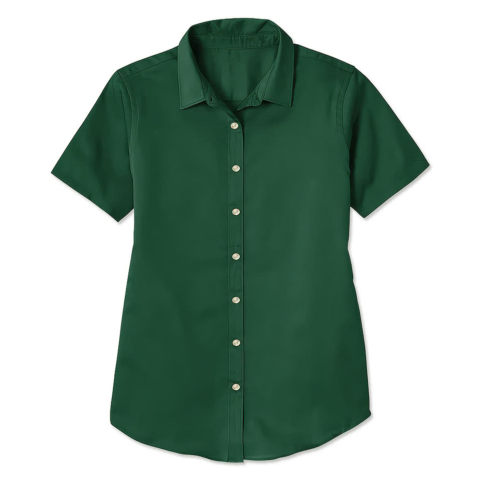 Blue Generation Women's Value Short Sleeve Poplin Dress Shirt - Printed